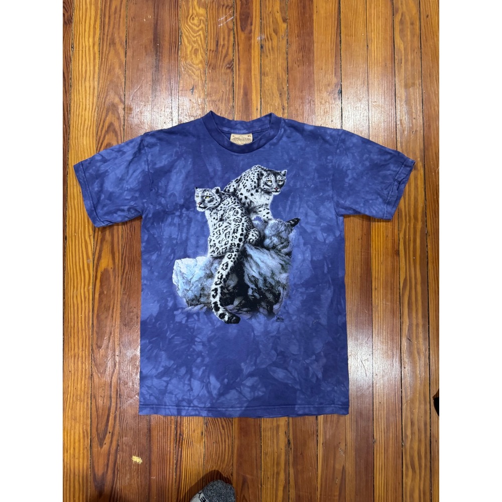 The Mountain Snow Leopard Tie Dye Graphic T-Shirt Purple Kids XL Made in USA